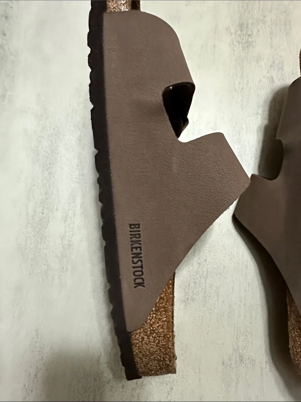 Birkenstock Men's Slide Sandals in Dark Brown (Mocha) with Copper Buckles